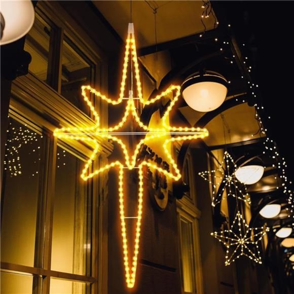 48 Inch Large Folding Twinkle Bethlehem Star LED Christmas Light(Warm White)